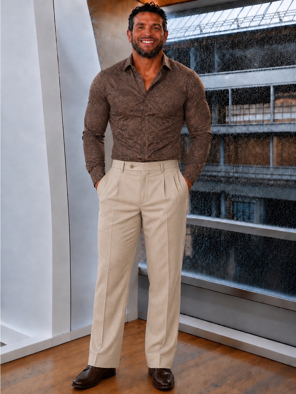 Source Unknown Pleated Chinos in Light Beige